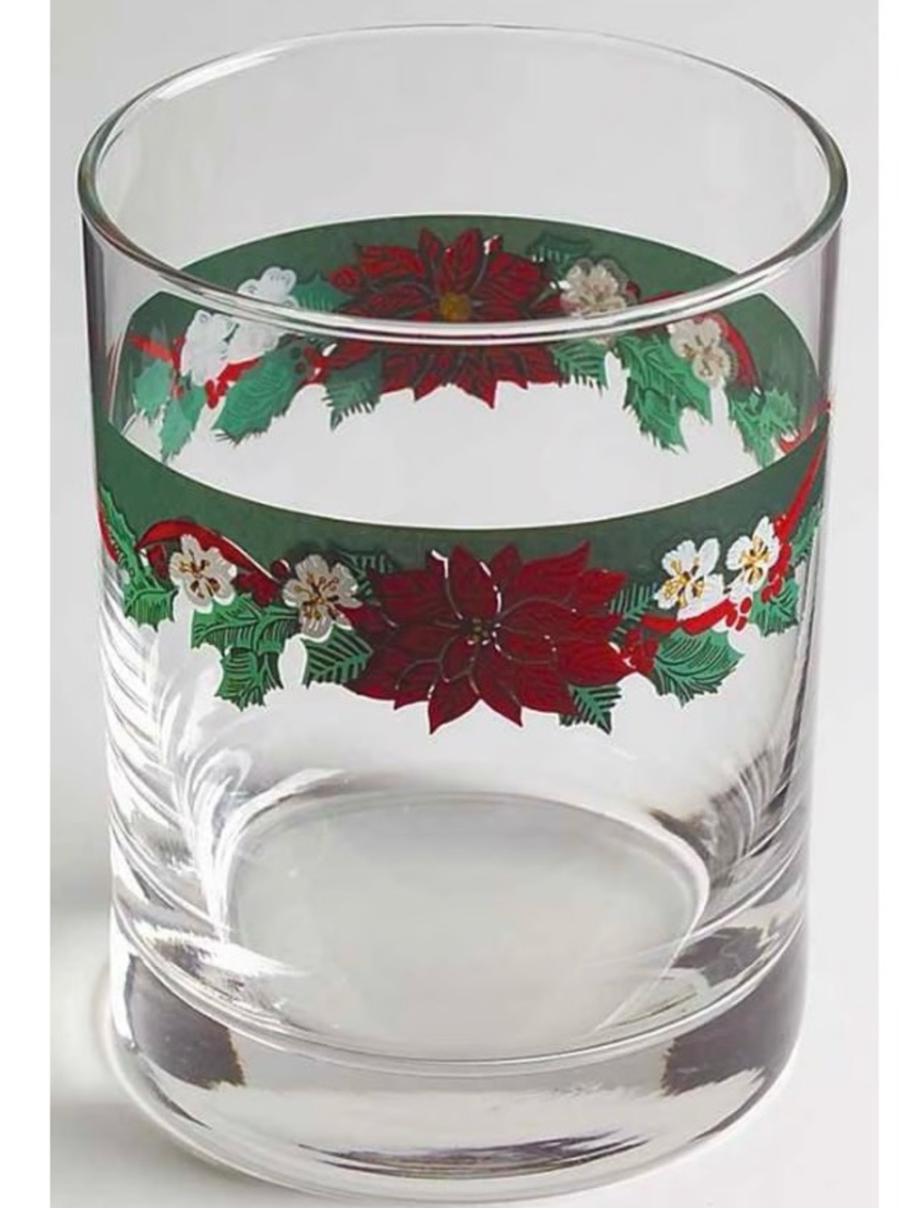 Vintage Tienshan "Deck the Halls" Christmas  Glasses Set Of 4 Poinsettia